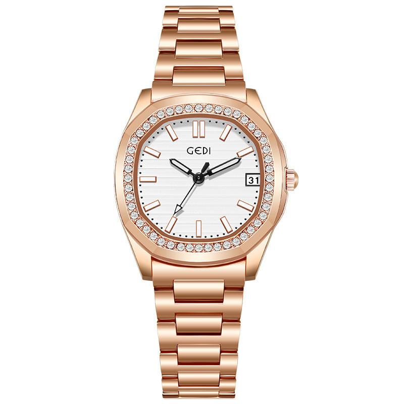 Gadi Fashion Womens Watch With Diamond Inlay Waterproof Quartz For Daily Wear