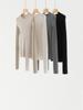 Women's Merino Wool One-Piece Knit Top with Rolled Hem - 2026 Spring/Autumn Collection