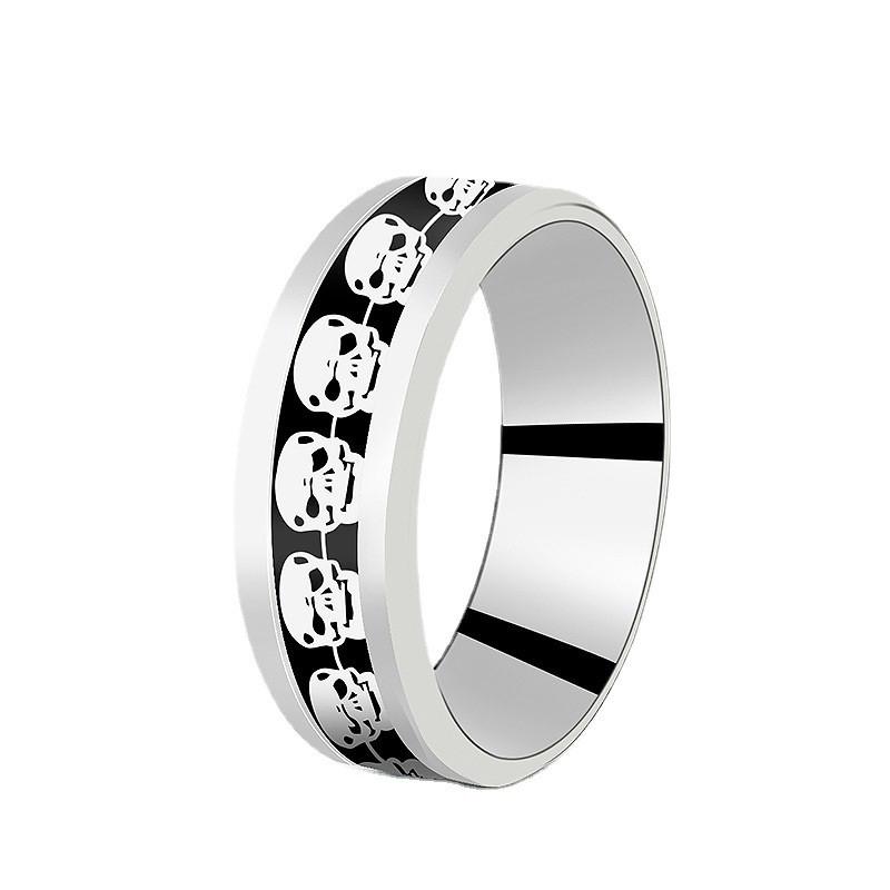 8mm Stainless Steel Domineering Dragon Pattern Rings for Men Women Punk Inlaid Blue Carbon Fibre Ring bagues pour femme
