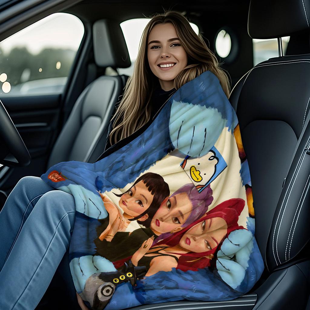 K-Pop Demon Hunters Printed Blanket Girls Boys Plush Throw Blanket Sofa Blankets Warm Birthday Gifts For Girls Huntrix Blankets