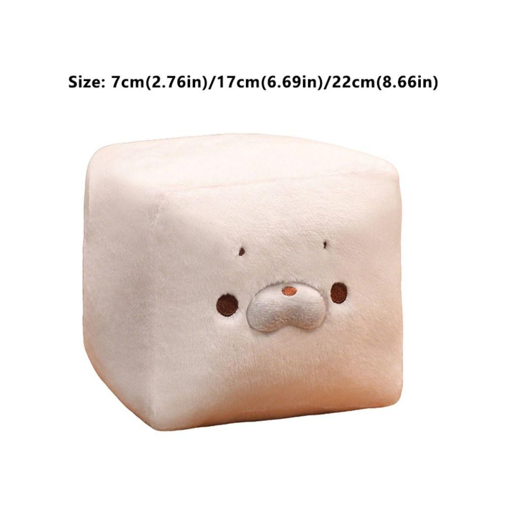 Tofu-Shaped Plush Doll Toy Square Plush Keychain Durable Bag Charm  Office Bedroom