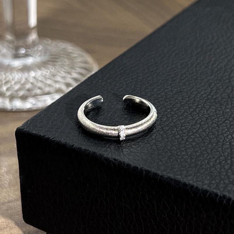 2026 Trendy Cool Stacking Retro Simple Craftsmanship Brushed Personalized Opening Ring Neutral Wind Advanced Feeling Index Finger Ring Resizable