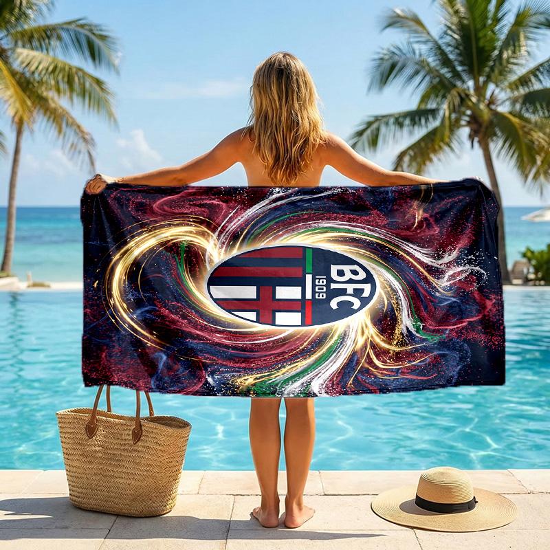 Asciugamano da Spiaggia Asciugatura Rapida in Microfibra Assorbente Portatile da Viaggio Asciugamano da Nuoto Stampa Bologna FC