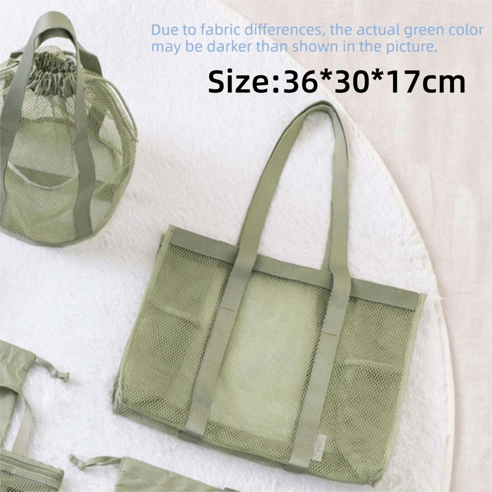 Portable Large Capacity Storage Bag Ultra Light Foldable Beach Bag Mesh Material Travel Organizing Bag Travel