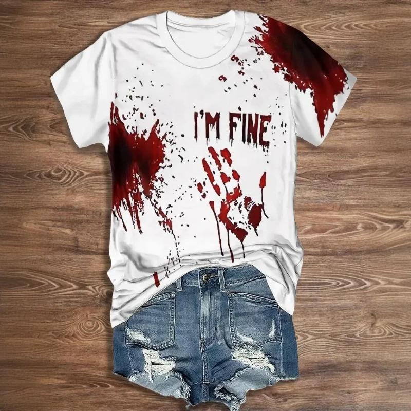 

Summer Women s Short Sleeve Sporty T-shirt Digital 3D Print Crew Neck Cross-Border Fashion Casual Top 5XL