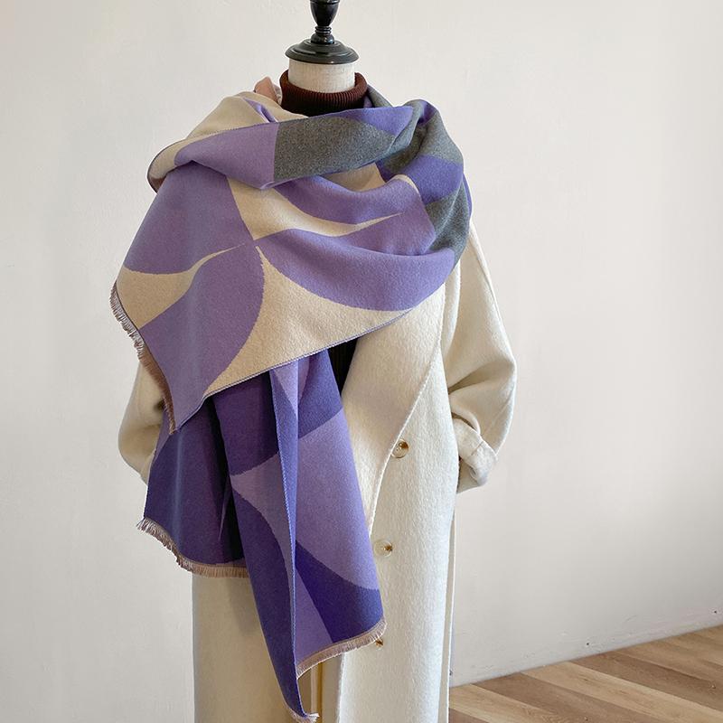 2024 Latest Design Winter Two-Sided Jacquard Cashmere Scarves High Quality Women Thicken Wrap Shawl Ladies Wool Pashmina Scarf