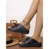 Women's New Summer Wedge Fish-Mouth Slipper Solid Color Plus Size Bow Trim Roman Sandal