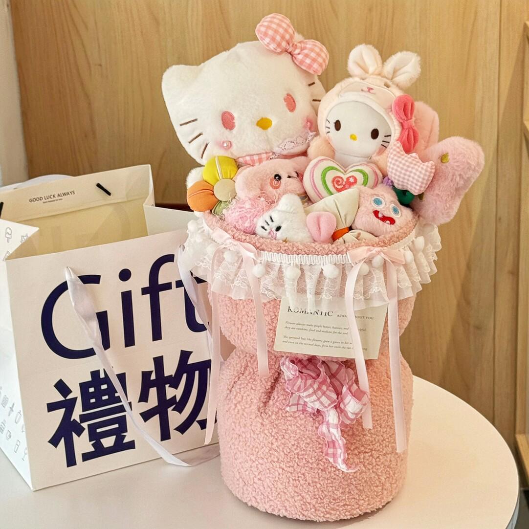 

Букет-сувенір з ляльками Hello Kitty до Дня Святого Валентина та Дня народження для дівчини або найкращої подруги