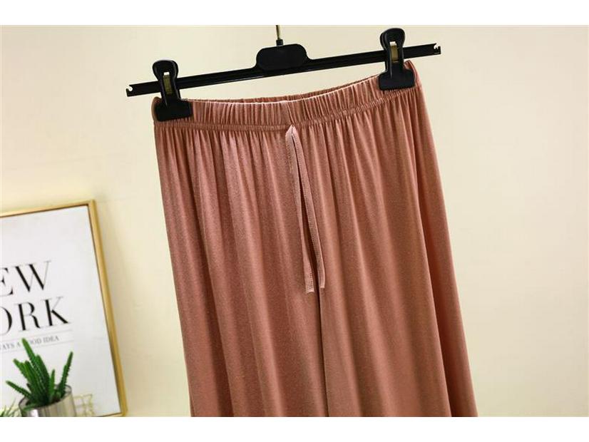 Women's Summer Modal Wide-Leg Lounge Pants - Solid, Versatile, Loose Fit, Seven-Point Style