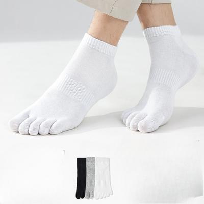 Fünf-Zehen-Socken für Herren, Zehensocken, Sportliche einfarbige Socken, Schweißabsorbierende und atmungsaktive kurze Socken für Frühling und Herbst
