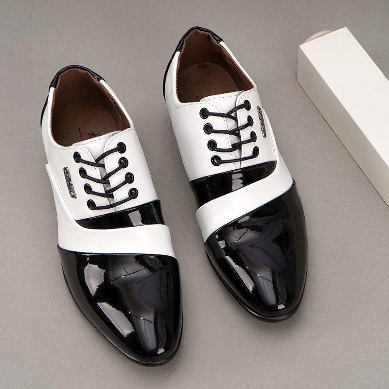 Black and White Business Formal Wear Men's Shoes New Men's Performance Shoes Pointed Leather Shoes Fashion Men's Wedding Shoes