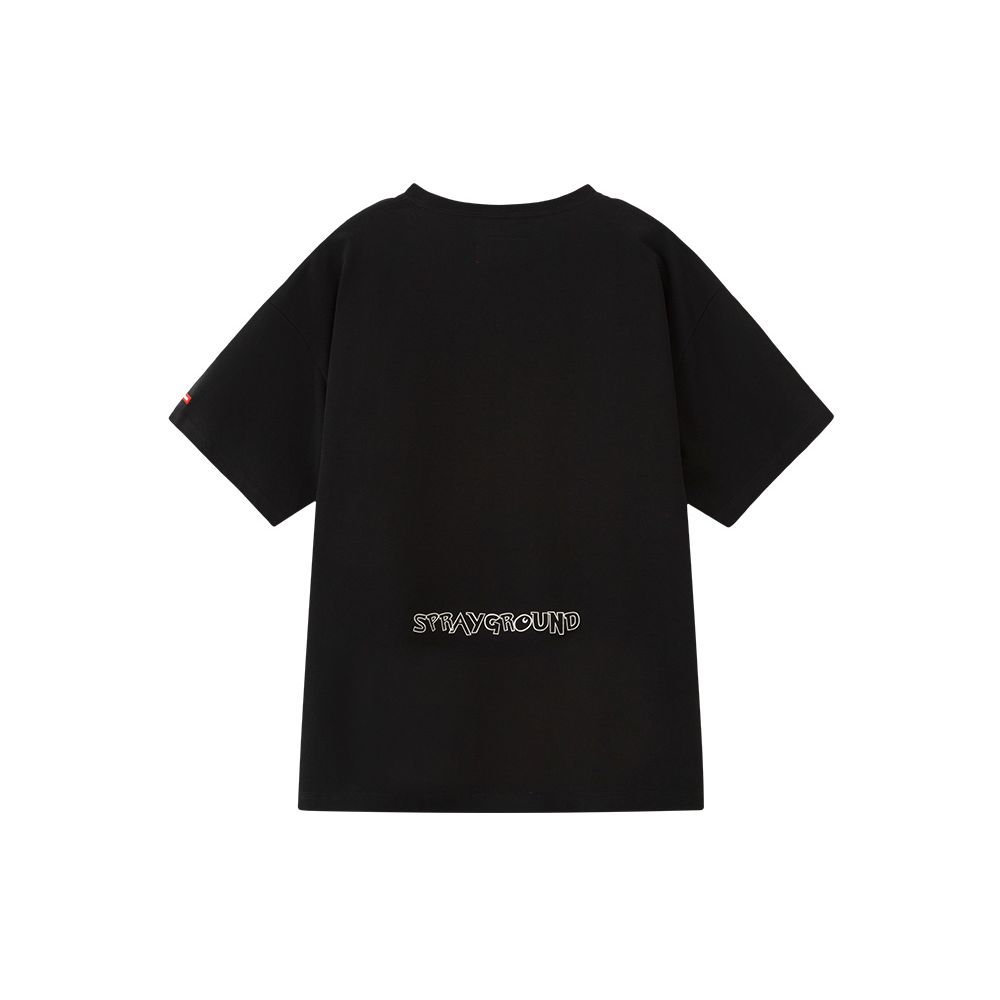 Sprayground Shark Bear Graffiti Print Round Neck Short Sleeve T-Shirt Unisex T-Shirt Black W1020230