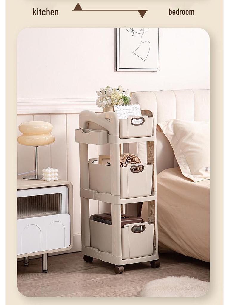 Compact Movable Backpack & Book Storage Trolley with Multi-layer Design for Under-table Use
