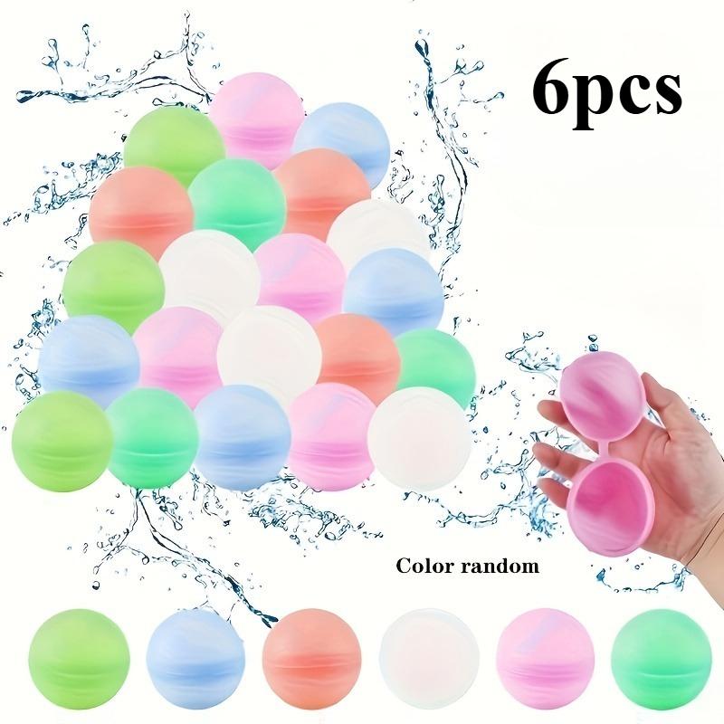 

6/10/24pcs Reusable Water Balls, Silicone Water Balloons, Inflatable Water Toys for Pool Fun - Random Colors