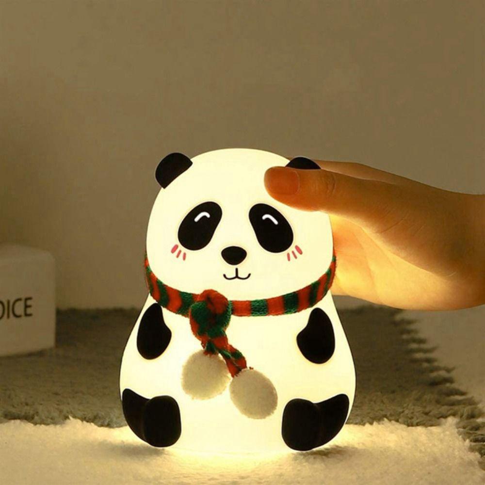 Color Changeable Panda Night Light Percussive Dimmable Table Lamp Panda Desk Lamp  Bedroom Decor