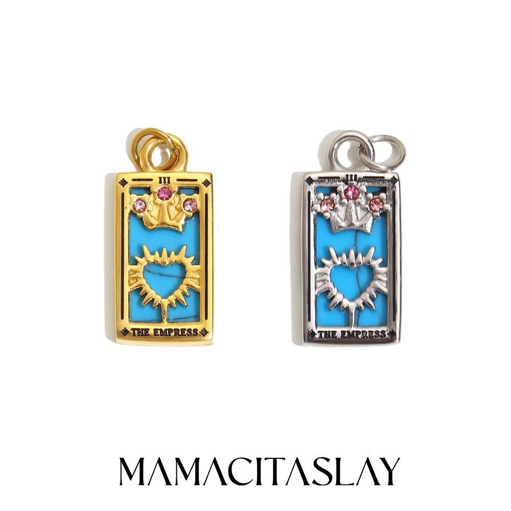 MamacitaSlay 316L Stainless Steel Shell Zircon Tarot Card Charms Necklace Earrings DIY Pendant Waterproof Jewelry Accessories