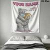 Custom Name Tatty Teddy Wall Tapestry Aesthetic Wall Hanging Printed Fabric Blanket Decorative Tapestries for Bedroom Living Room Home Decor