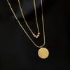 2026 New Stainless steel Double Layer Letter Round Pendant Necklace Women's Gift Indelible Jewelry Party Neck chain Accessories