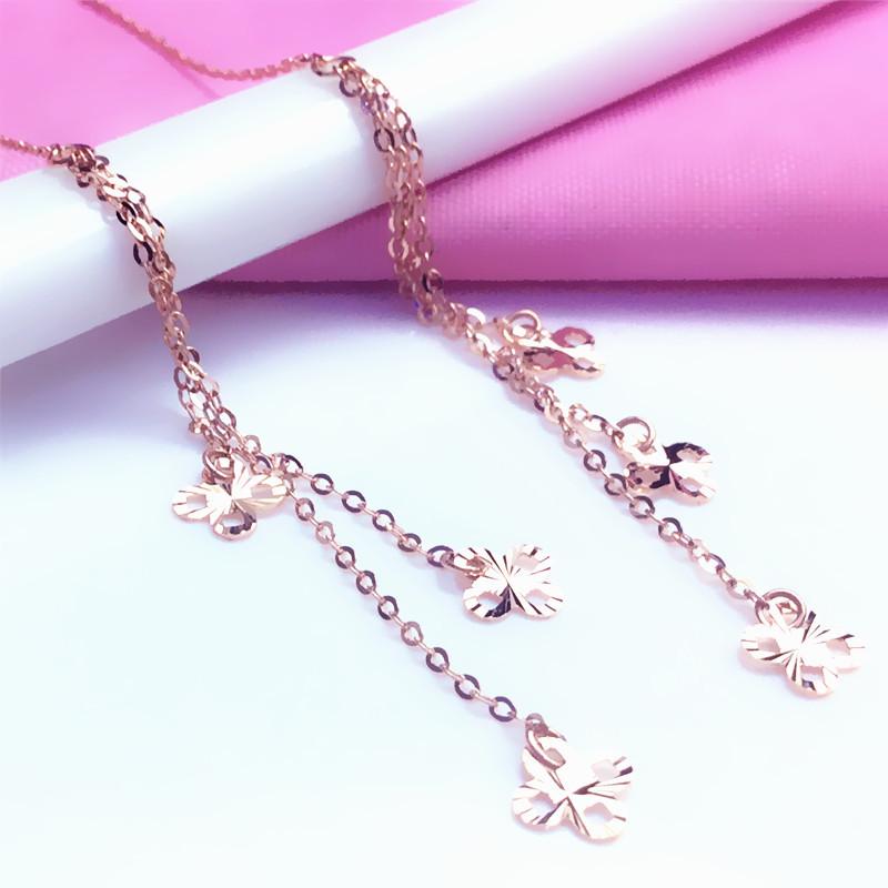 Color Gold Purple Gold Shiny Flower Earrings Exquisite Delicate Rose Gold Fringed Earrings