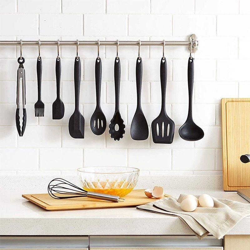 Silicone soup spoon, spatula set of 14 pieces - non-stick pan, food-grade, high-temperature resistant silicone kitchenware set
