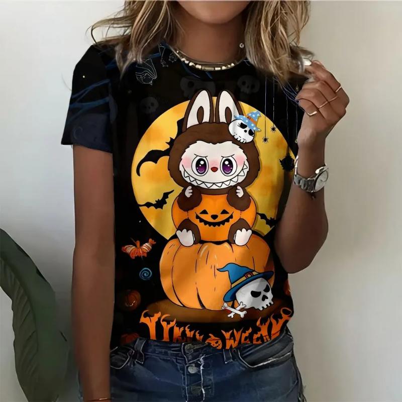 Fashion Women's Crew Neck T-Shirt Crew Neck Short Sleeve 3D Color Printing