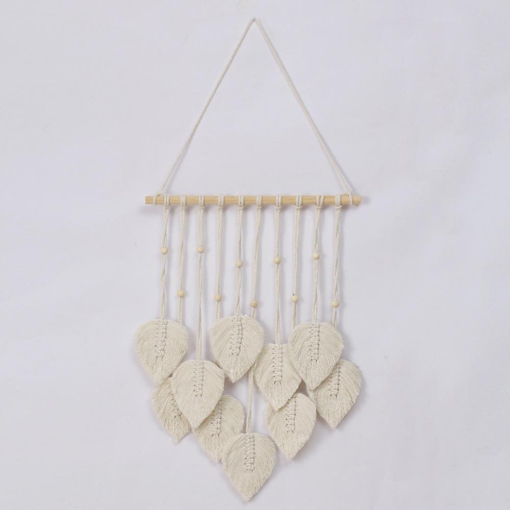 Cotton Wall Art Leaf Tapestry Macrame Wall Hanging Pendant Craft Boho Wall Decor Gift