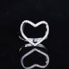 Open Ring Sweet Gift for Women Adjustable Heart Ring Full of Diamonds Trendy Jewelry