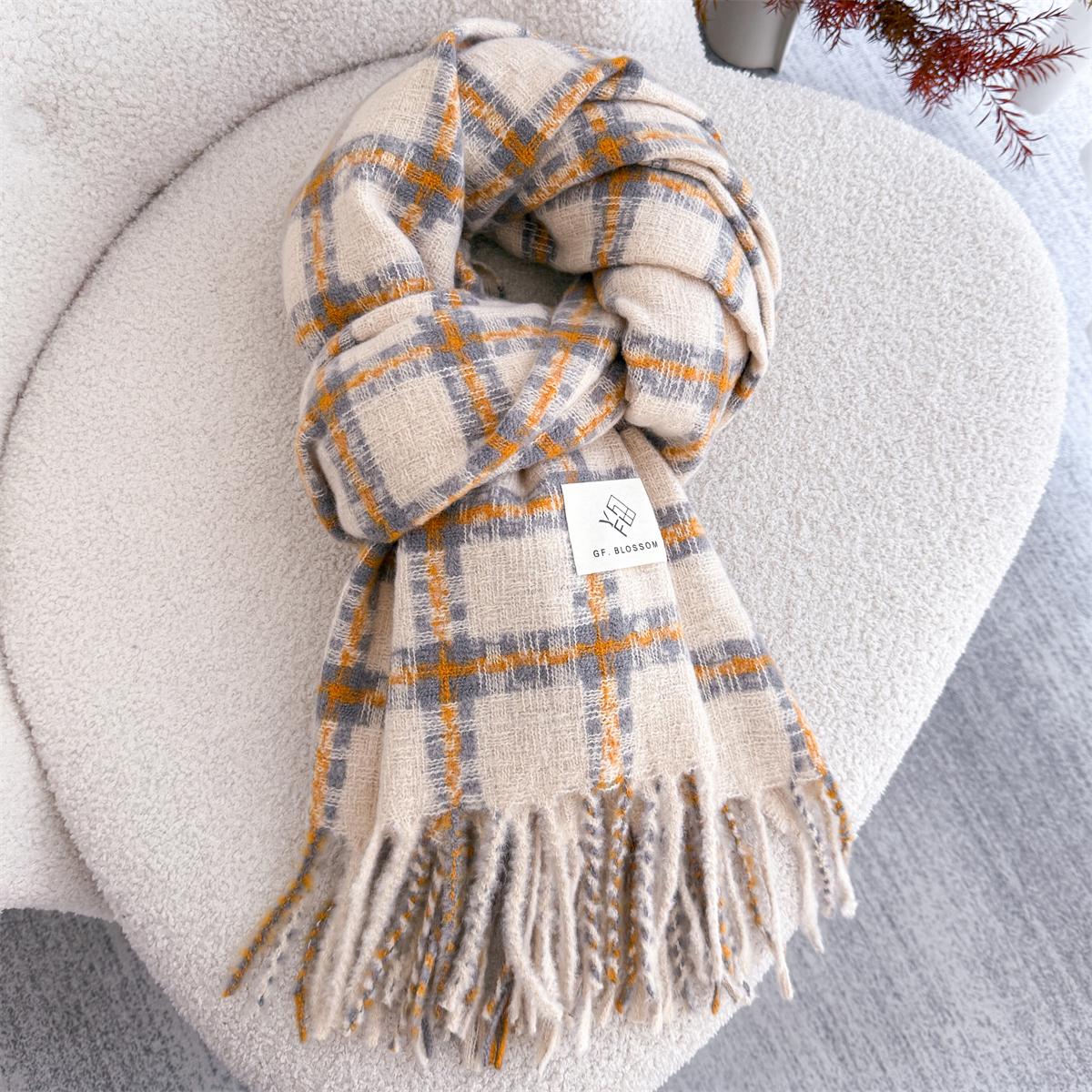 

NEW Luxury Cashmere Women Plaid Scarf Winter Warm Shawl and Wrap Bandana Pashmina Long Tassel Female Foulard Thick Blanket 70x180cm
