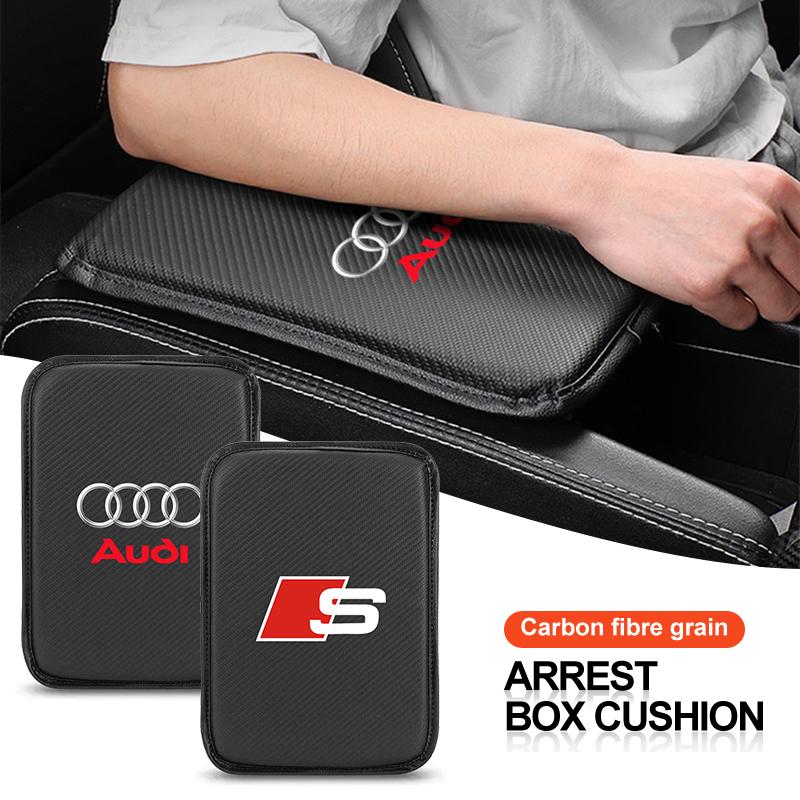 Carbon Fiber Leather Car Console Box Pad Car Armrest Cushion Cover for Audi C5 C6 C7 A4 B6 B8 B7 A6 A3 A5 Q5 Q7 8P S3 S5 S1 S4 S2 RS3 RS4 RS5 RS6 RS8