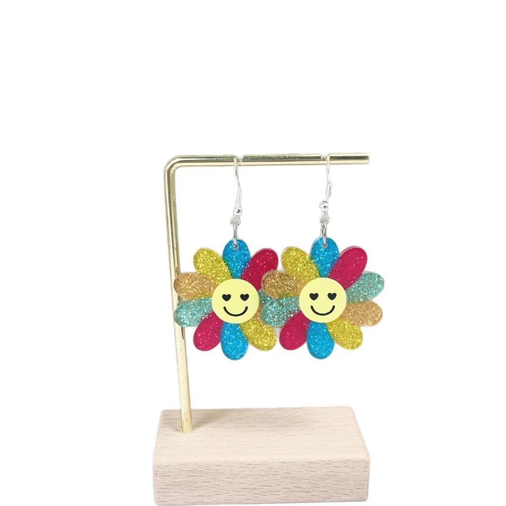 Patriotic Flag Earrings: Sunflower, Heart, Butterfly & Star Designs