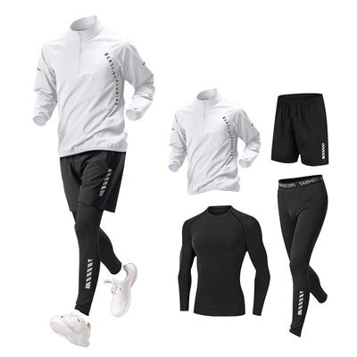 Compression Wear Long Sleeve Set Sportswear Top and Bottom Set Training Wear Walking Cycling Gym Strength Training Breathable White [ciciibear] Men's