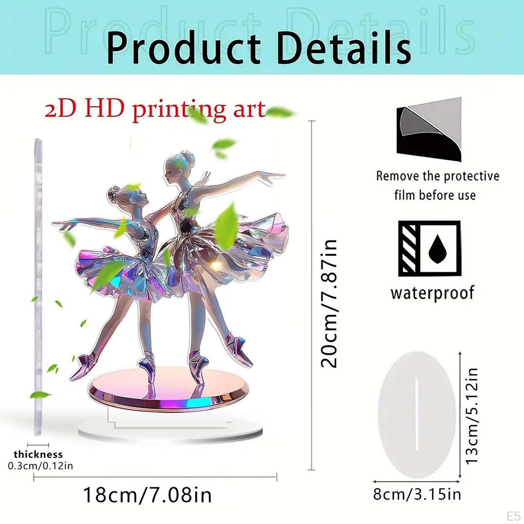 2D Ballerinaer Akryldekorasjon Ballettdanser Skilt for Hjemmehylle