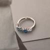Elegant Platinum Plated Ring for Women, Blue Cubic Zirconia Adjustable Ring, Birthday Gift/daily Wear/Beach Vacation Ring