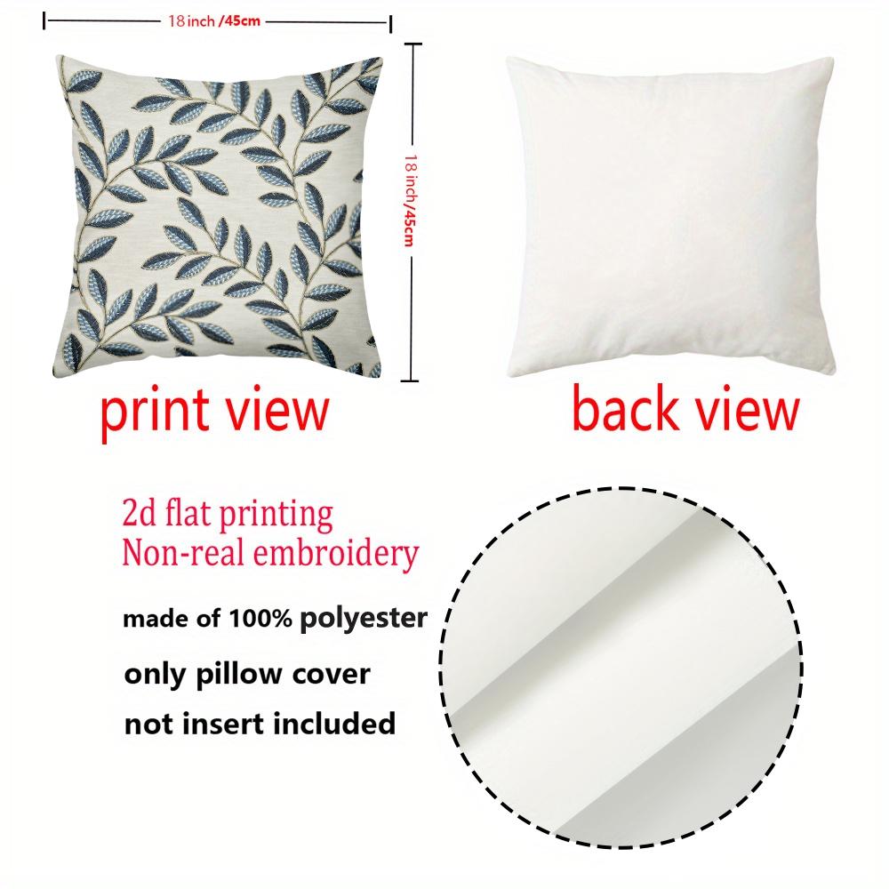 1 pillowcase 2D flat printing Blue Leaf Patterned 2D Printed Cushion Covers Polyester pillowcase sofa decorative cushion cover