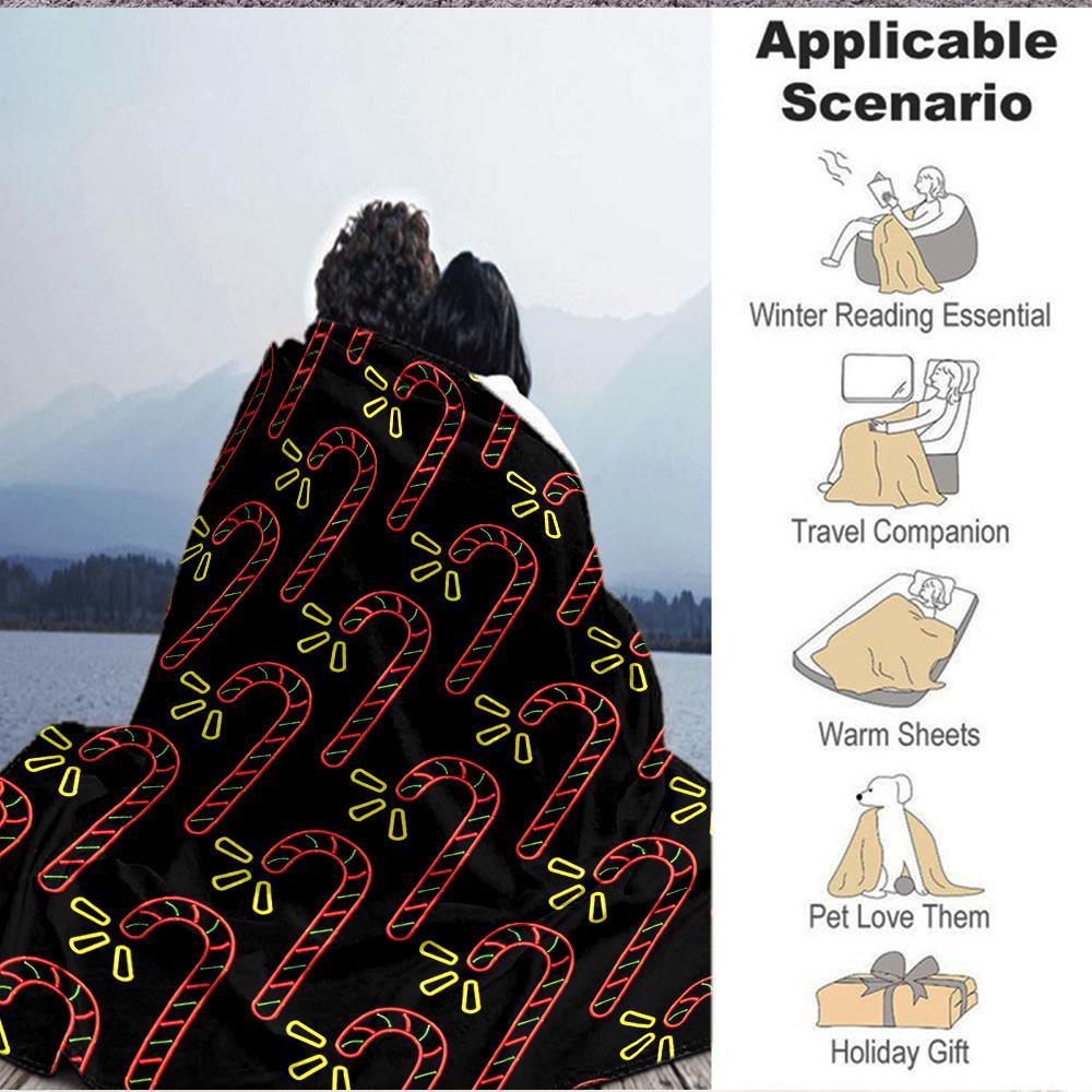 1pc Candy Cane Pattern Blanket Warm, Cozy, And Soft, Suitable for Sofas, Beds, Cars, And Office Use.Perfect for Camping And Travel, Making It a Great