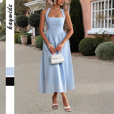 Elegantes und raffiniertes trägerloses Neckholder-Kleid für Damenfrühling und -sommer