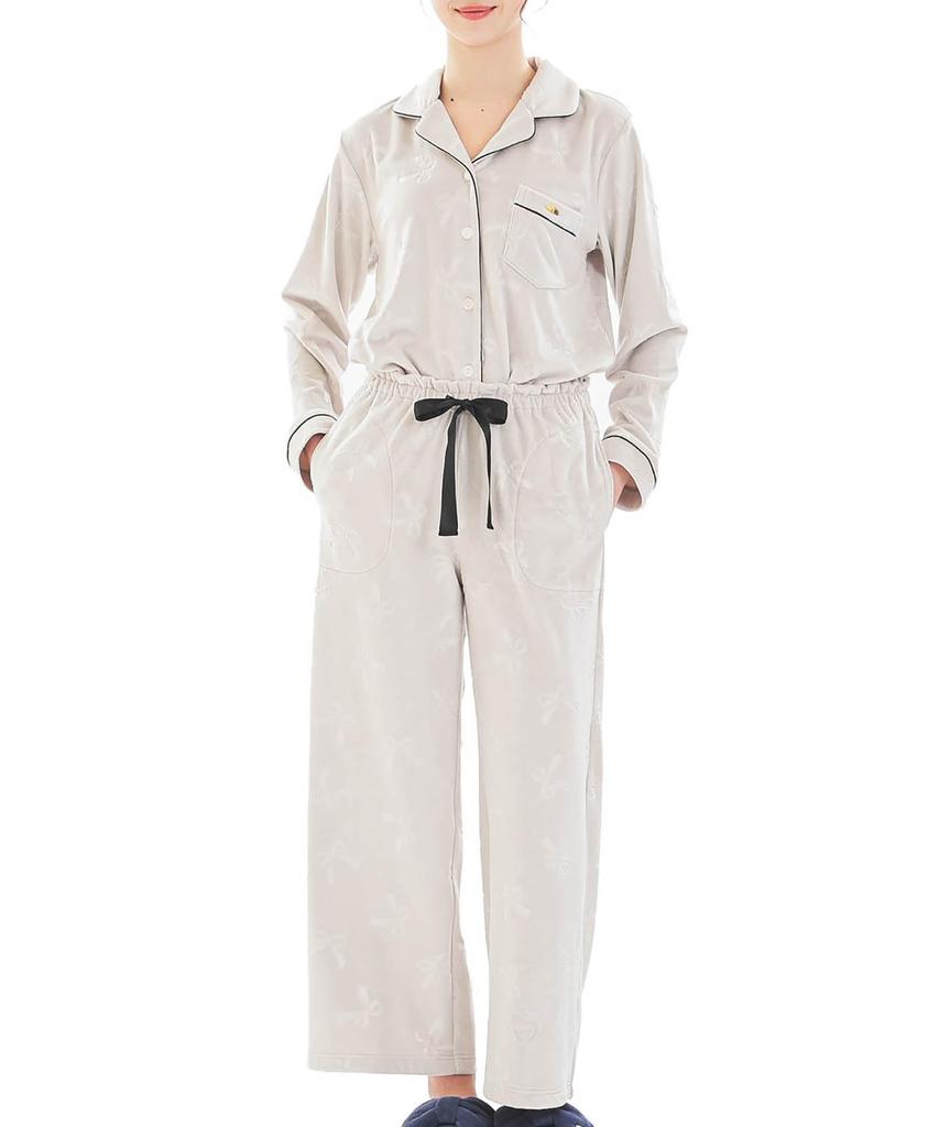 Narue Snow Smoothie Ribbon Embossed Tailored Pajama Set Women's