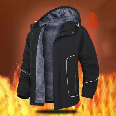 Veste Thermique d'Extérieur à Capuche Doublée Polaire Chaude pour Homme