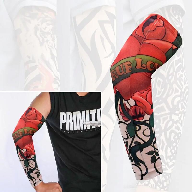 1PC Cooling Outdoor Sport Tattoo Arm Cover Summer Sun Protection New Running Sportswear Flower Arm Sleeves