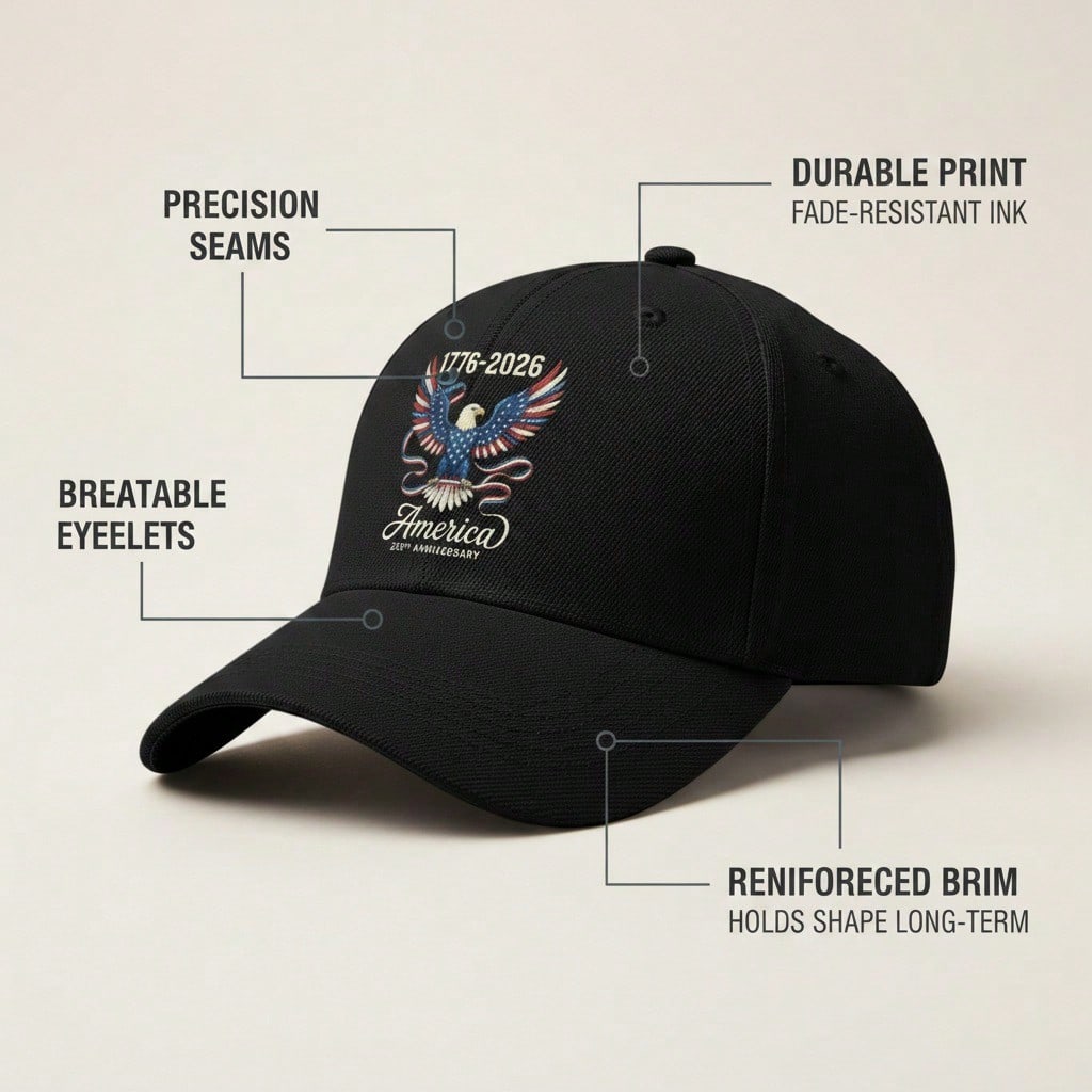 [Patriotic Baseball Cap] 250Th Anniversary Eagle Print Polyester Adjustable Unisex Breathable Lightweight Sun Protection Curved Brim Outdoor Sports