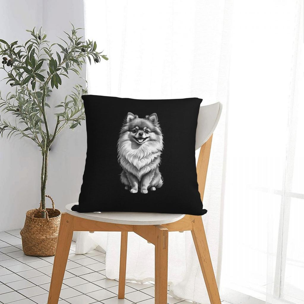 Retro Pomeranian Funny Pomeranian Mom Pompom Dog Square Pillowcase Pillow Cover Cushion Throw Pillow for Home Sofa Living Room