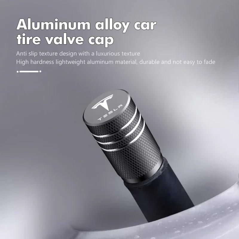 Car Sticker 2025 New Tesla Aluminum Alloy Car Wheel Tire Valve Cap Tyre Rim Stem Cover For Tesla Model 3 Y S X Roadster