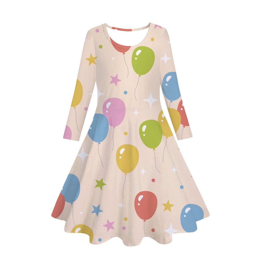 Girls' 3D Balloon Heart Dress Long Sleeve Summer Spring Vacation Daily Holiday Princess Beautiful Sweet Kids 4-12 Years Casual Dress A Line Dress