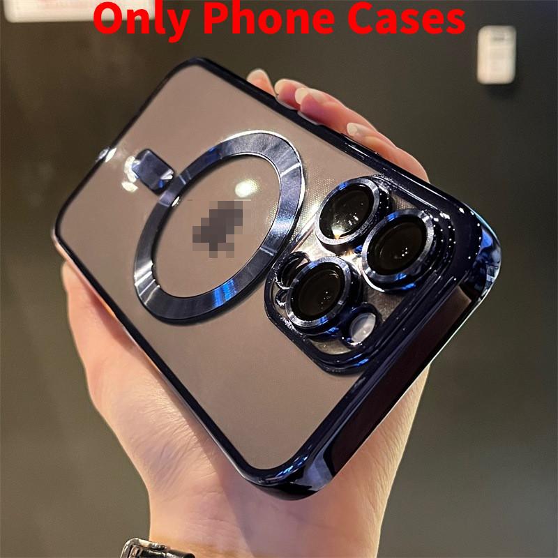 15 For Iphone Promax Magnetic Plating Clear Wireless Charging Shockproof Cover