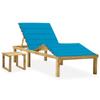 Day and Night - Day and Night Garden Lounger with Impregnated Pine Wood Table and Cushion