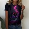 Fashion Women's Clothing High-end Round Neck Cool 3D Print Simple T-Shirts