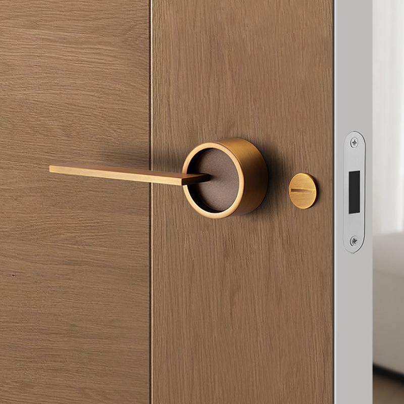 Nordic Door Lock Indoor Bedroom Silent Door Lock Simple Yellow Bronze Split Lock Modern Furniture Decorative Door Handle