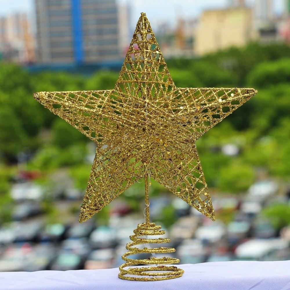 Lightweight Tree Top Star Metal Xmas Tree Decorations Glitter Christmas Star Home Decor