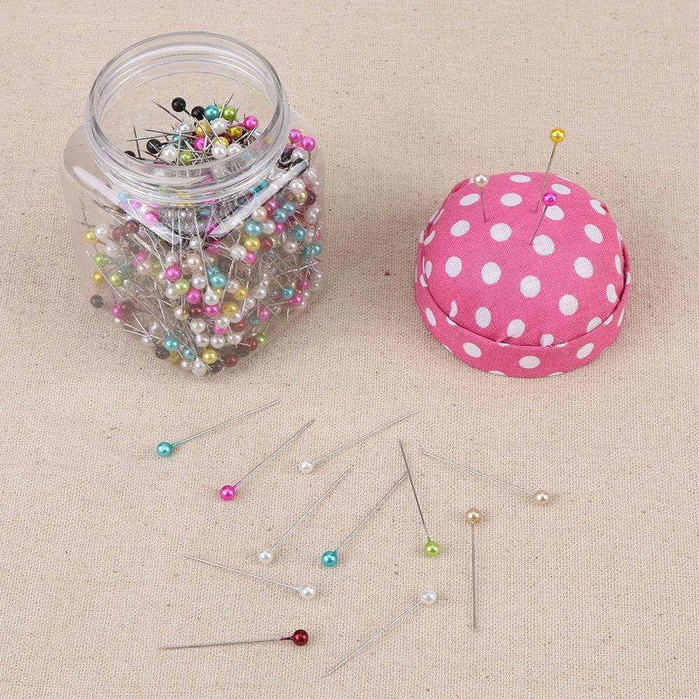 Beads Needles Quilting Pins, Quilting Pins, Asixx 500Pcs Beads Needles Quilting Pins in Pink Fabric Covered Pin Cushion Bottle Sewing Craft,Perfect