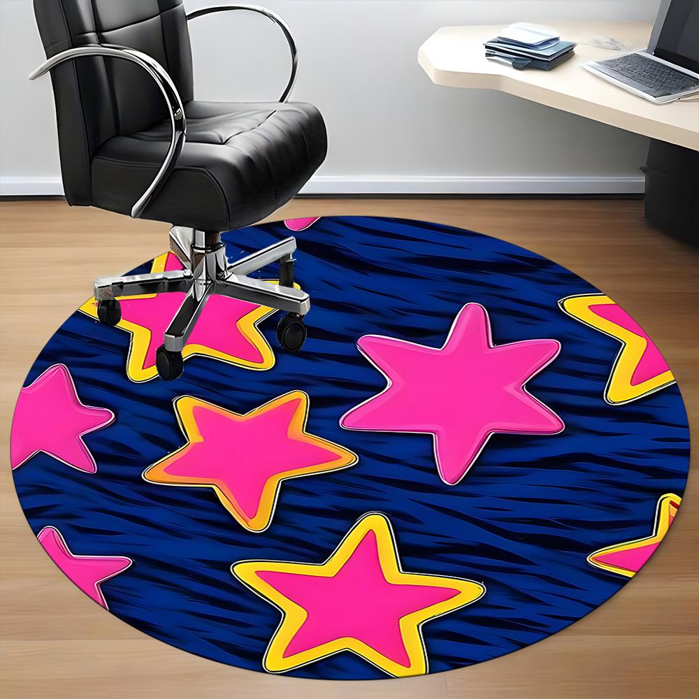1pc Starry Night Decorations Office Round Rug, Non-slip, Soft and Durable Office Rug for Interior Decoration, Perfect for Office, Beautiful Decoration